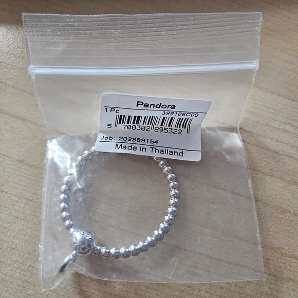 Pandora Silver Beaded Charm Ring - Picture 2 of 3